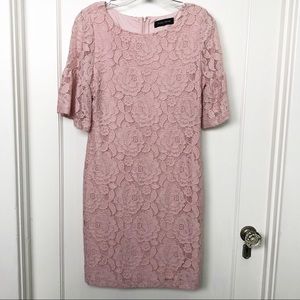 Ivanka Trump Floral Lace Dress W/ Ruffled Sleeves
